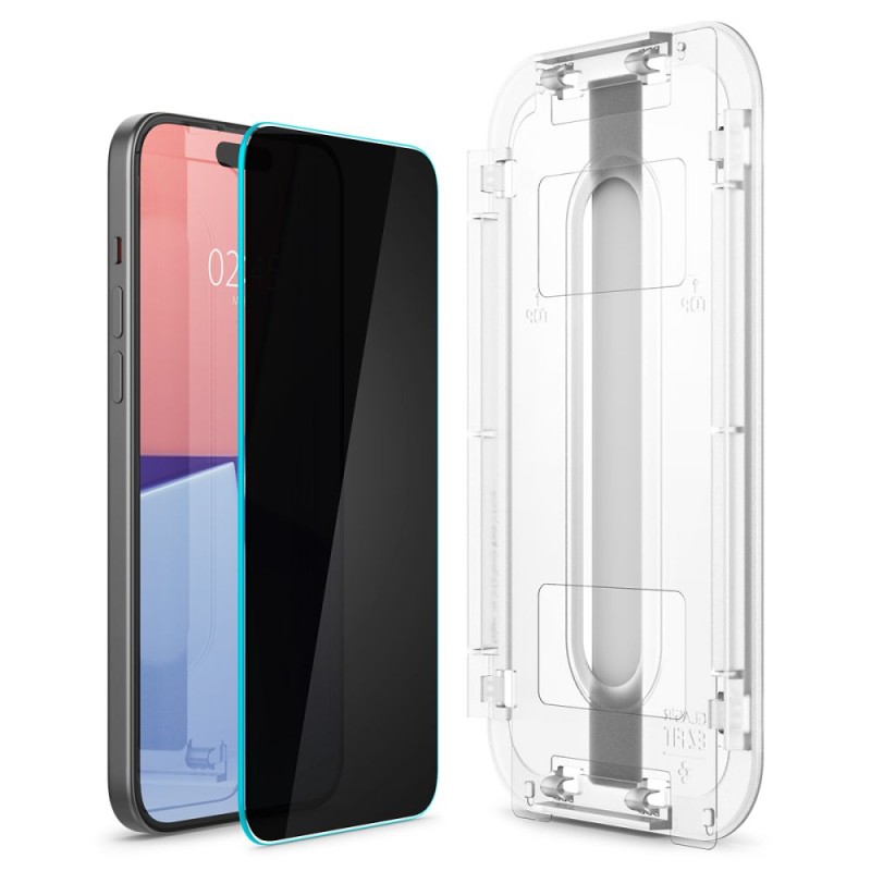 Spigen Glas.TR „EZ Fit” Privacy – закалено стъкло за iPhone 15 Plus / 16 Plus (SKU 8809896754347-AGL07119) - Spigen Glas.TR „EZ Fit” Privacy – закалено стъкло за iPhone 15 Plus / 16 Plus (SKU 8809896754347-AGL07119) - 8809896754347-AGL07119