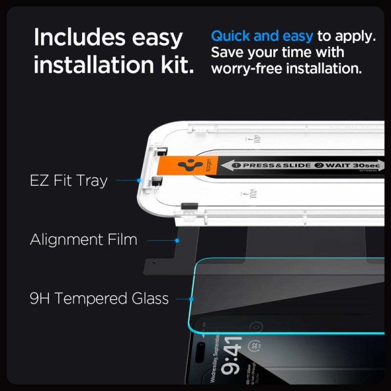 Spigen Glas.TR „EZ Fit” Privacy – закалено стъкло за iPhone 15 Plus / 16 Plus (SKU 8809896754347-AGL07119) - Spigen Glas.TR „EZ Fit” Privacy – закалено стъкло за iPhone 15 Plus / 16 Plus (SKU 8809896754347-AGL07119) - 8809896754347-AGL07119
