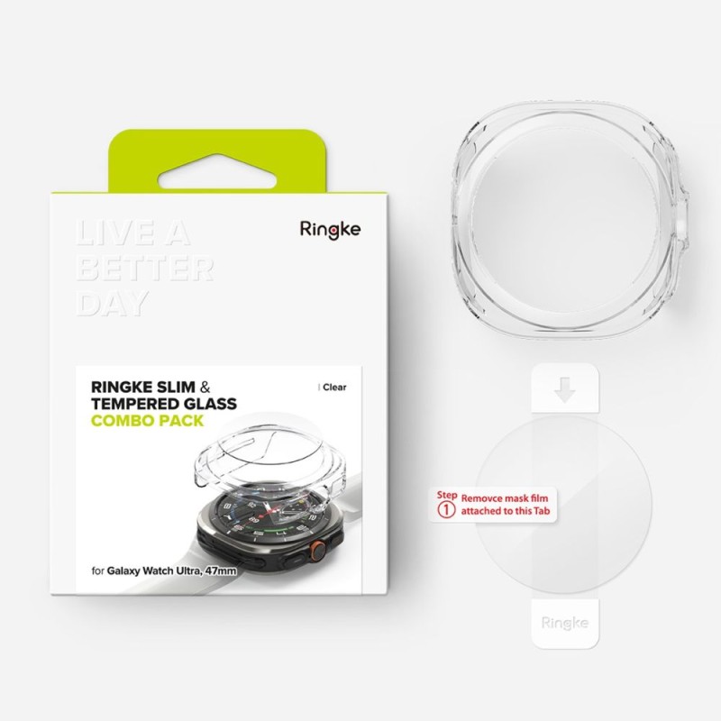Ringke Slim & Tempered Glass за Samsung Galaxy Watch Ultra 2024/2025 (47 мм) прозрачно - Ringke Slim & Tempered Glass за Samsung Galaxy Watch Ultra 2024/2025 (47 мм) прозрачно - 8809961787713