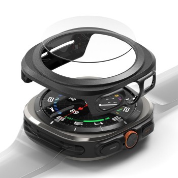 Ringke Slim + Tempered Glass за Samsung Galaxy Watch Ultra 2024/2025 (47 мм) Titanium Black – комплект