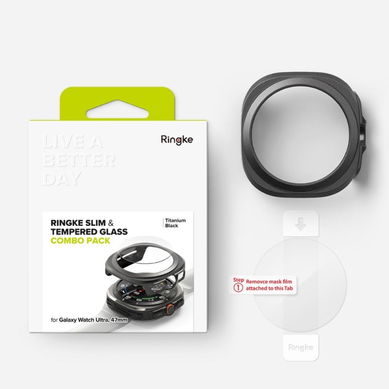 Ringke Slim + Tempered Glass за Samsung Galaxy Watch Ultra 2024/2025 (47 мм) Titanium Black – комплект - Ringke Slim + Tempered Glass за Samsung Galaxy Watch Ultra 2024/2025 (47 мм) Titanium Black – комплект - 8809961787744