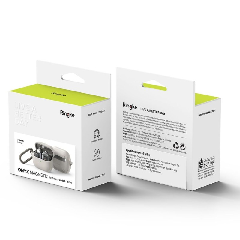 Ringke Onyx Magnetic Magsafe кейс за Samsung Galaxy Buds 3 / 3 FE / 3 Pro (Warm Grey) - Ringke Onyx Magnetic Magsafe кейс за Samsung Galaxy Buds 3 / 3 FE / 3 Pro (Warm Grey) - 8809961787935