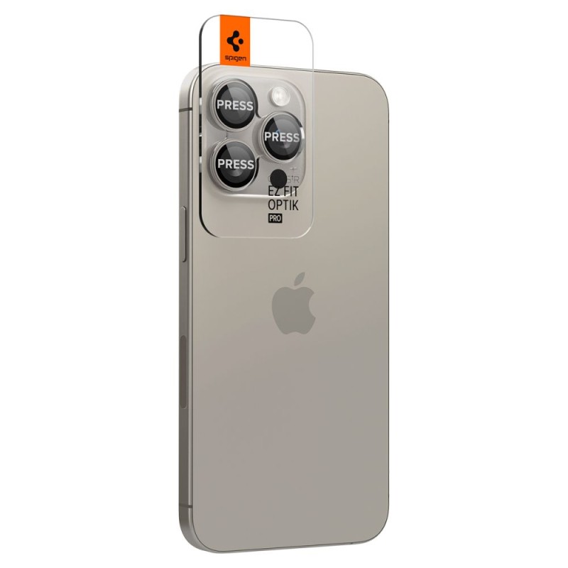 Spigen Optik Pro Glass „Ez Fit” защита за камера (2 бр.) за iPhone 14 Pro / 14 Pro Max / 15 Pro / 15 Pro Max / 16 Pro / 16 Pro Max / 17 Pro / 17 Pro Max Natural Titanium - Spigen Optik Pro Glass „Ez Fit” защита за камера (2 бр.) за iPhone 14 Pro / 14 Pro Max / 15 Pro / 15 Pro Max / 16 Pro / 16 Pro Max / 17 Pro / 17 Pro Max Natural Titanium - 8809971220545-AGL07163