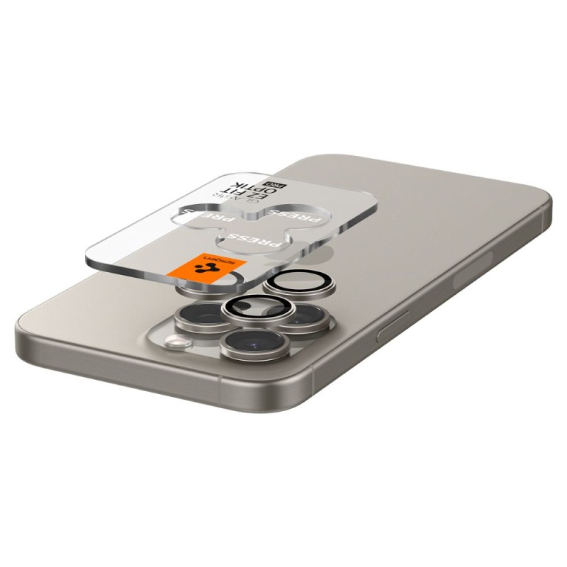 Spigen Optik Pro Glass „Ez Fit” защита за камера (2 бр.) за iPhone 14 Pro / 14 Pro Max / 15 Pro / 15 Pro Max / 16 Pro / 16 Pro Max / 17 Pro / 17 Pro Max Natural Titanium - Spigen Optik Pro Glass „Ez Fit” защита за камера (2 бр.) за iPhone 14 Pro / 14 Pro Max / 15 Pro / 15 Pro Max / 16 Pro / 16 Pro Max / 17 Pro / 17 Pro Max Natural Titanium - 8809971220545-AGL07163