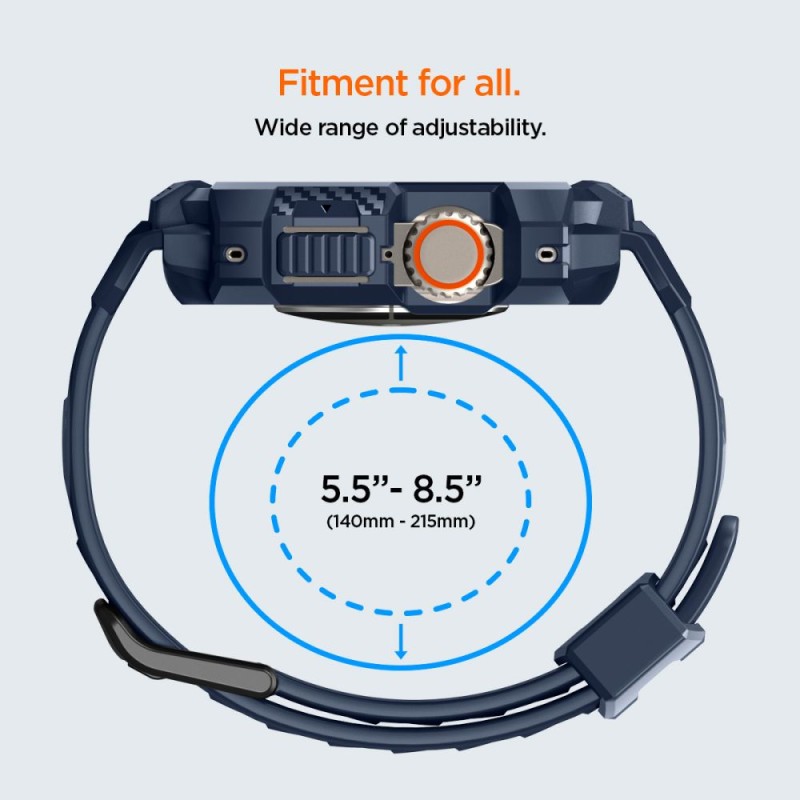 Spigen Rugged Armor „Pro” каишка с корпус за Apple Watch Ultra 1/2/3/4 (49 мм) Navy Blue Spigen Rugged Armor „Pro” каишка с корпус за Apple Watch Ultra 1/2/3/4 (49 мм) Navy Blue