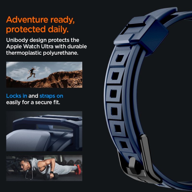 Spigen Rugged Armor „Pro” каишка с корпус за Apple Watch Ultra 1/2/3/4 (49 мм) Navy Blue Spigen Rugged Armor „Pro” каишка с корпус за Apple Watch Ultra 1/2/3/4 (49 мм) Navy Blue