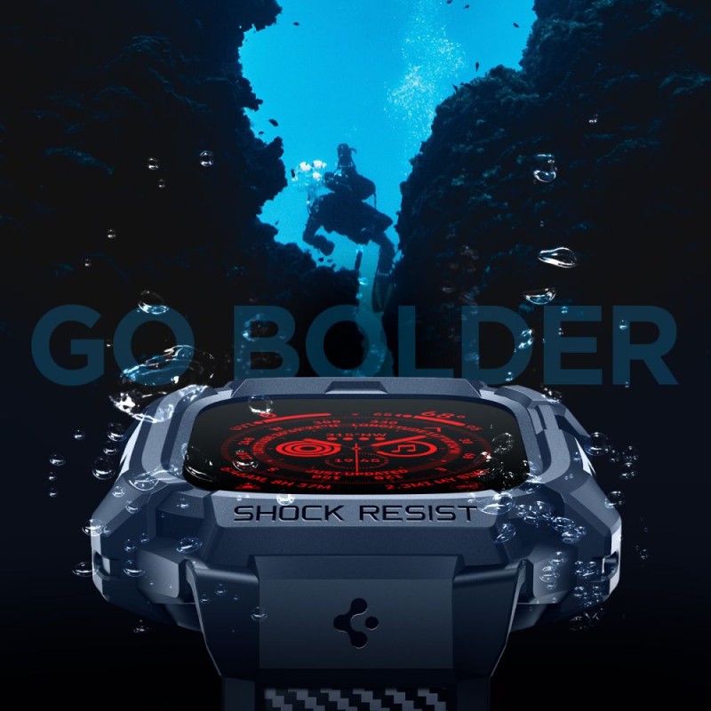 Spigen Rugged Armor „Pro” каишка с корпус за Apple Watch Ultra 1/2/3/4 (49 мм) Navy Blue Spigen Rugged Armor „Pro” каишка с корпус за Apple Watch Ultra 1/2/3/4 (49 мм) Navy Blue