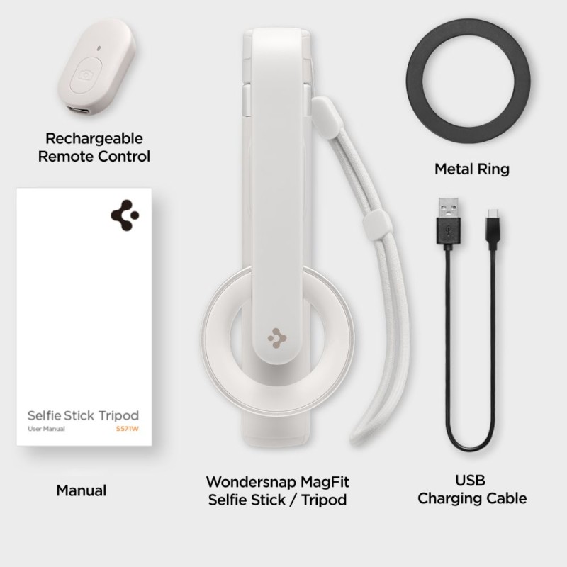 SPIGEN S571W MagSafe Bluetooth стойка за селфита с трипод (пясъчно бежово) - SPIGEN S571W MagSafe Bluetooth стойка за селфита с трипод (пясъчно бежово) - 8809971226011-AMP07657