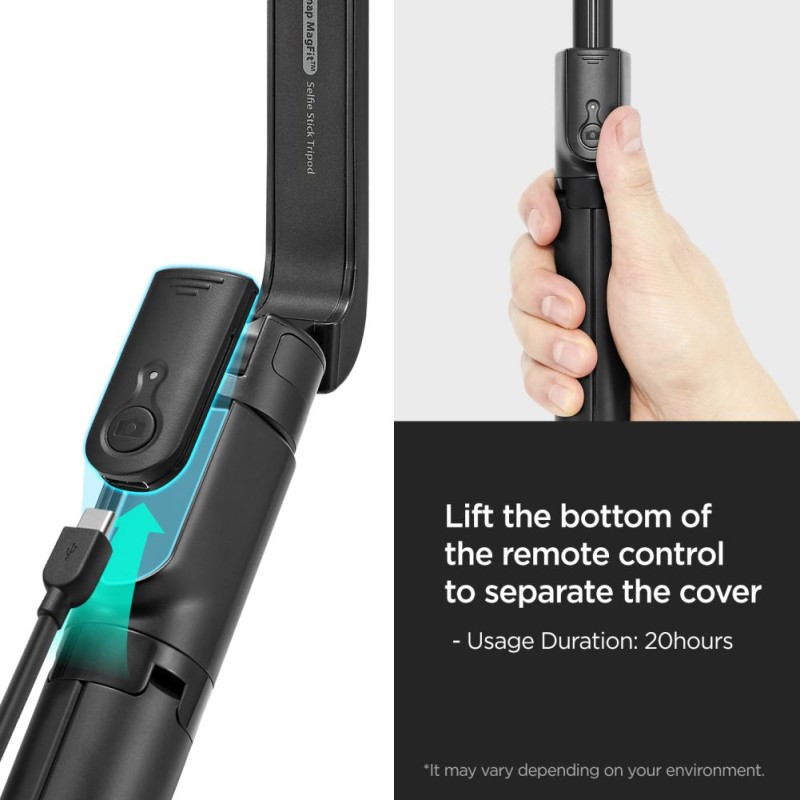 SPIGEN S580W MagSafe Bluetooth selfie stick статив Long Tripod черен - SPIGEN S580W MagSafe Bluetooth selfie stick статив Long Tripod черен - 8809971226035-AMP07659
