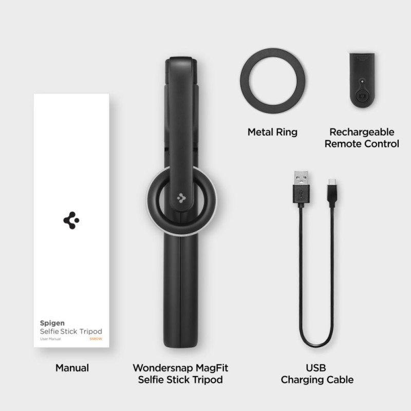 SPIGEN S580W MagSafe Bluetooth selfie stick статив Long Tripod черен - SPIGEN S580W MagSafe Bluetooth selfie stick статив Long Tripod черен - 8809971226035-AMP07659