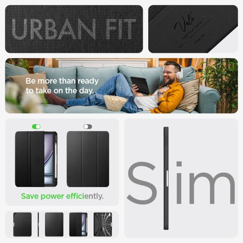 Spigen Urban Fit калъф за iPad Air 10.9” (4/5/2020–2022) и iPad 11” (6/7/8/2024–2026) Black - Spigen Urban Fit калъф за iPad Air 10.9” (4/5/2020–2022) и iPad 11” (6/7/8/2024–2026) Black - 8809971226844-ACS07754