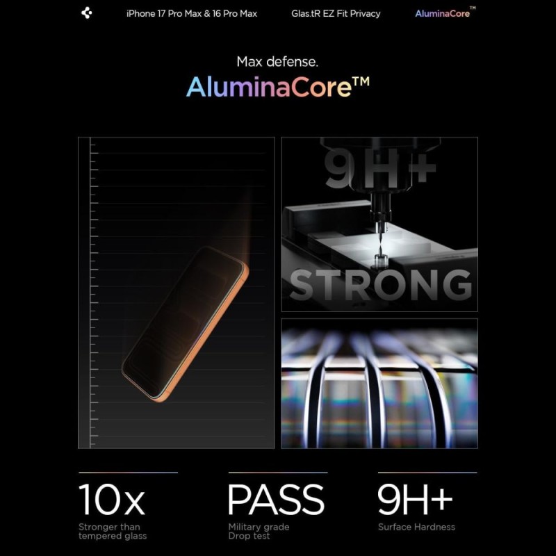 Spigen Glas.TR EZ Fit AC Privacy – предпазно стъкло 9H+ (2 броя) за iPhone 16 Pro Max / 17 Pro Max - Spigen Glas.TR EZ Fit AC Privacy – предпазно стъкло 9H+ (2 броя) за iPhone 16 Pro Max / 17 Pro Max - 8809971228527-AGL07908