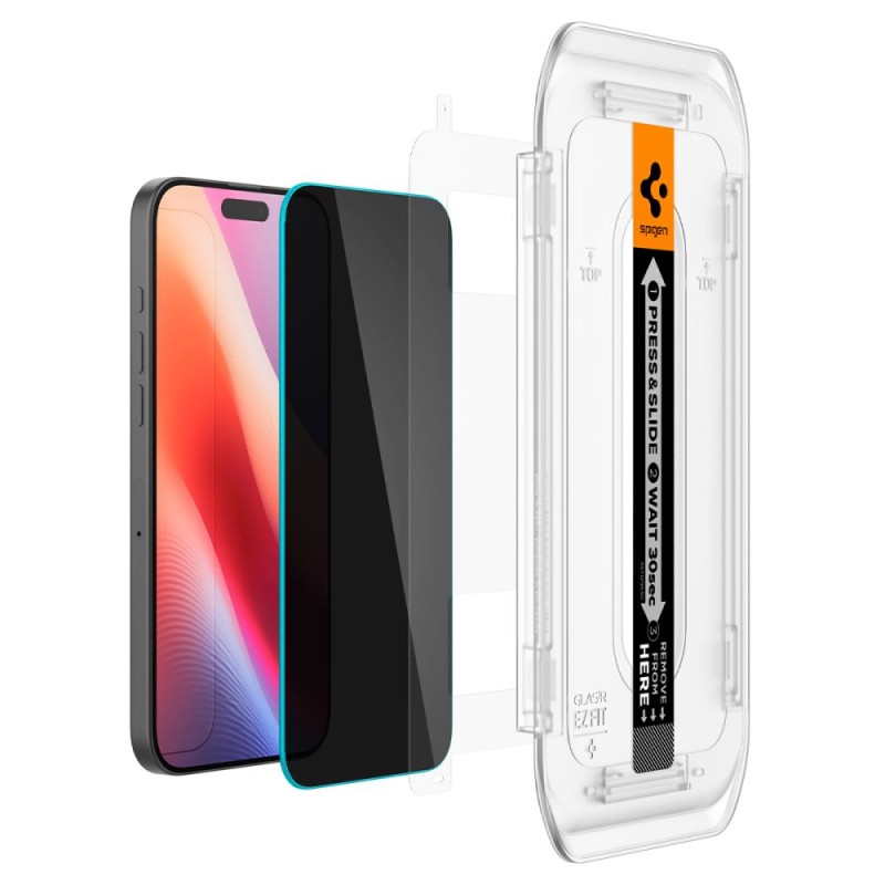 Spigen Glas.TR EZ Fit AC Privacy – предпазно стъкло 9H+ (2 броя) за iPhone 16 Pro Max / 17 Pro Max - Spigen Glas.TR EZ Fit AC Privacy – предпазно стъкло 9H+ (2 броя) за iPhone 16 Pro Max / 17 Pro Max - 8809971228527-AGL07908