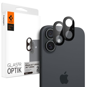 Spigen Optik Glas.Tr защита за камера 2 броя за iPhone 16 / 16 Plus (черна)
