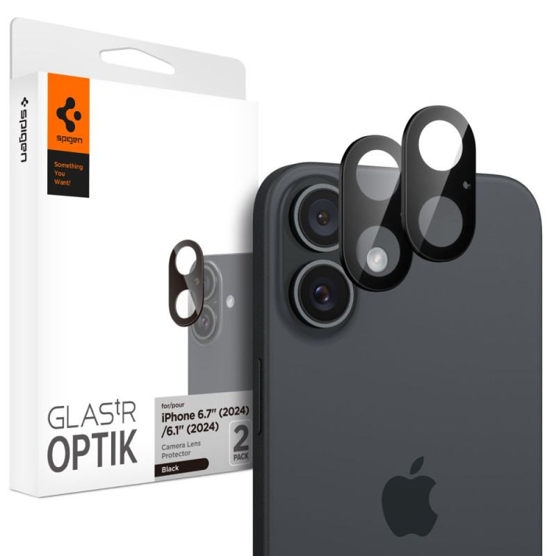 Spigen Optik Glas.Tr защита за камера 2 броя за iPhone 16 / 16 Plus (черна) - Spigen Optik Glas.Tr защита за камера 2 броя за iPhone 16 / 16 Plus (черна) - 8809971228640-AGL07922