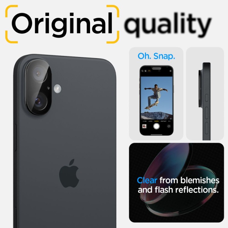 Spigen Optik Glas.Tr защита за камера 2 броя за iPhone 16 / 16 Plus (черна) - Spigen Optik Glas.Tr защита за камера 2 броя за iPhone 16 / 16 Plus (черна) - 8809971228640-AGL07922