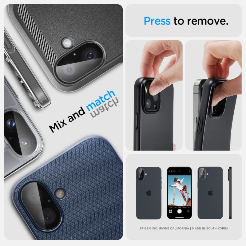 Spigen Optik Glas.Tr защита за камера 2 броя за iPhone 16 / 16 Plus (черна) - Spigen Optik Glas.Tr защита за камера 2 броя за iPhone 16 / 16 Plus (черна) - 8809971228640-AGL07922
