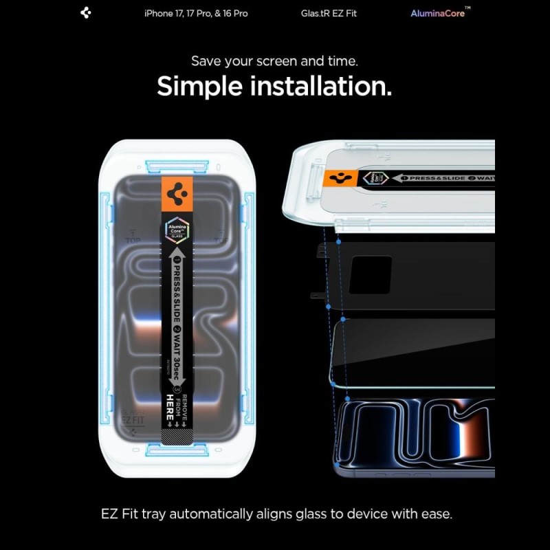 Spigen Glas.TR „EZ Fit AC” 2x темперирано стъкло (AluminaCore) за iPhone 16 Pro / 17 / 17 Pro CLEAR - Spigen Glas.TR „EZ Fit AC” 2x темперирано стъкло (AluminaCore) за iPhone 16 Pro / 17 / 17 Pro CLEAR - 8809971228695-AGL07928