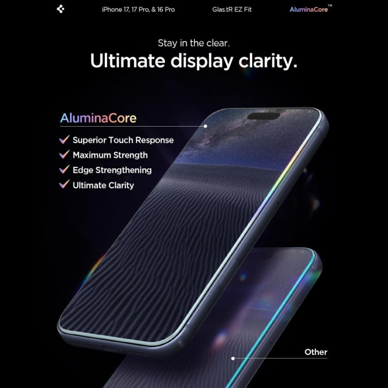 Spigen Glas.TR „EZ Fit AC” 2x темперирано стъкло (AluminaCore) за iPhone 16 Pro / 17 / 17 Pro CLEAR - Spigen Glas.TR „EZ Fit AC” 2x темперирано стъкло (AluminaCore) за iPhone 16 Pro / 17 / 17 Pro CLEAR - 8809971228695-AGL07928