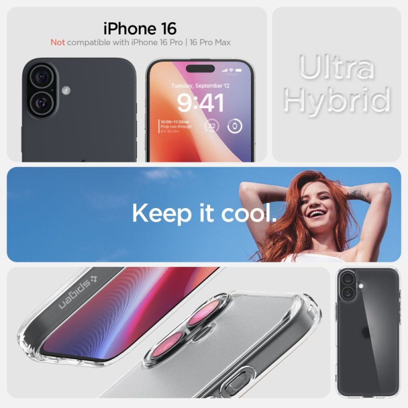 Spigen Ultra Hybrid за iPhone 16 Frost Clear - Spigen Ultra Hybrid за iPhone 16 Frost Clear - 8809971230940-ACS08199