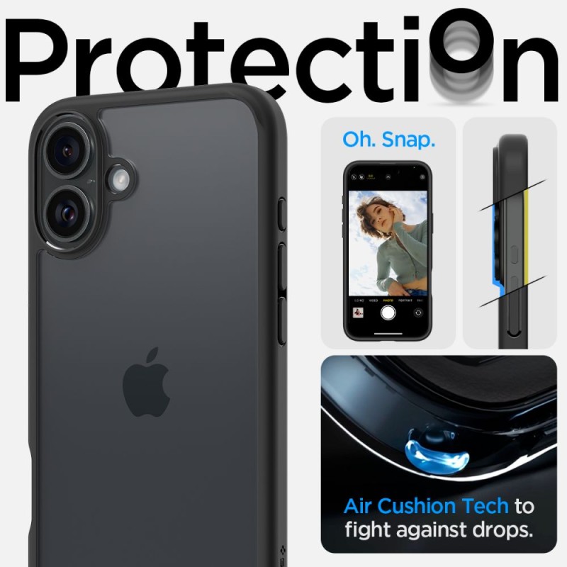 Spigen Ultra Hybrid за iPhone 16, матово черно - Spigen Ultra Hybrid за iPhone 16, матово черно - 8809971230964-ACS08201