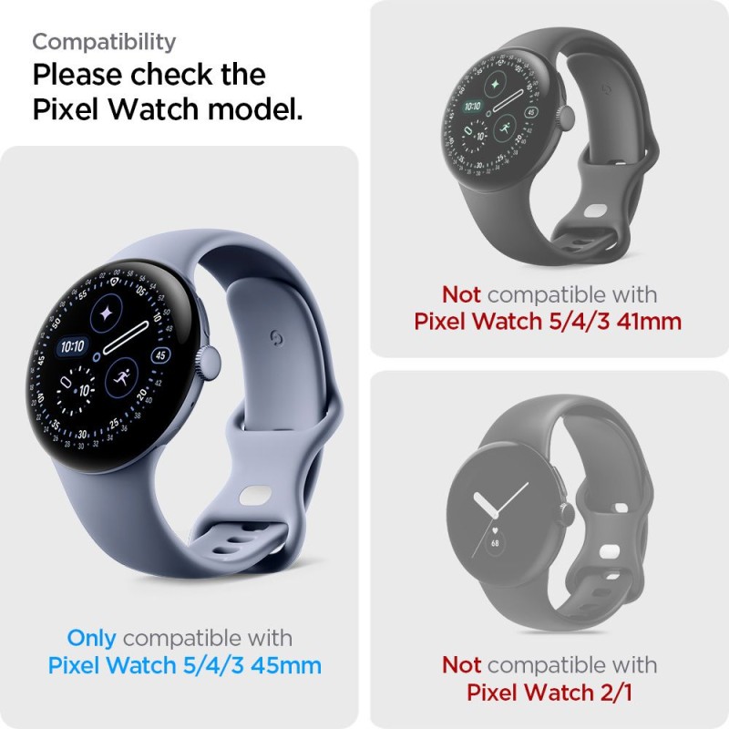 Spigen Elite Shield „EZ Fit” хидрогелно фолио 2-пак за Google Pixel Watch 3/4/5 (45 mm) прозрачно