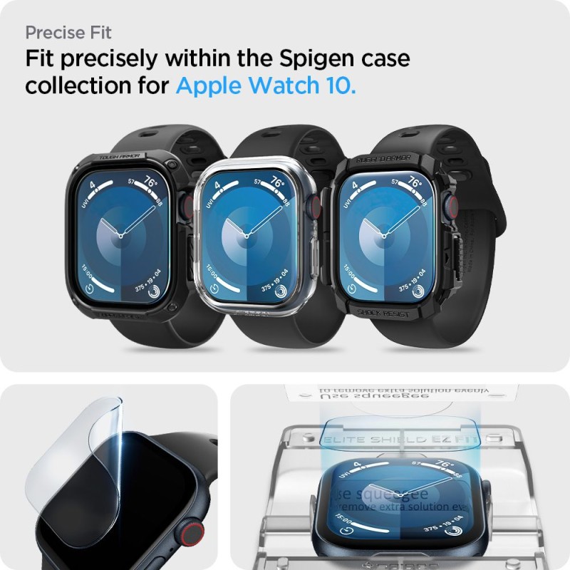Spigen Elite Shield „EZ Fit” хидрогелно фолио за Apple Watch 10/11 (42 мм) – прозрачно, 2 броя - 8809971234269-AFL08580