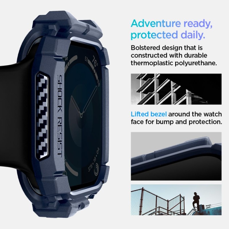 Spigen Rugged Armor за Apple Watch 10 / 11 (46 мм) Navy Blue - Spigen Rugged Armor за Apple Watch 10 / 11 (46 мм) Navy Blue - 8809971234436-ACS08599