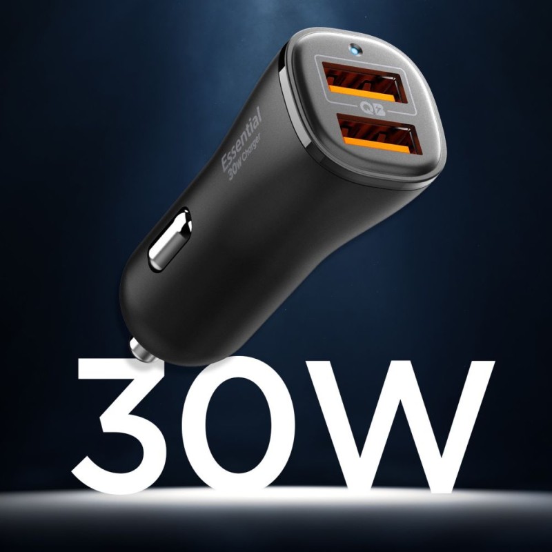 Spigen Essential EV302 2-портово зарядно за кола 30W, черно - 8809971235259-ACP08700