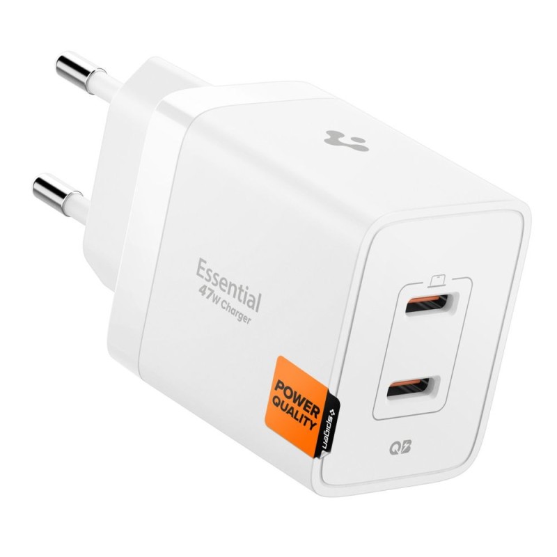 SPIGEN ESSENTIAL EE472EU 2-портов мрежов зарядeн адаптер GaN Pro 47W (бял) - 8809971235327-ACH08707