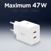 SPIGEN ESSENTIAL EE472EU 2-портов мрежов зарядeн адаптер GaN Pro 47W (бял) - 8809971235327-ACH08707
