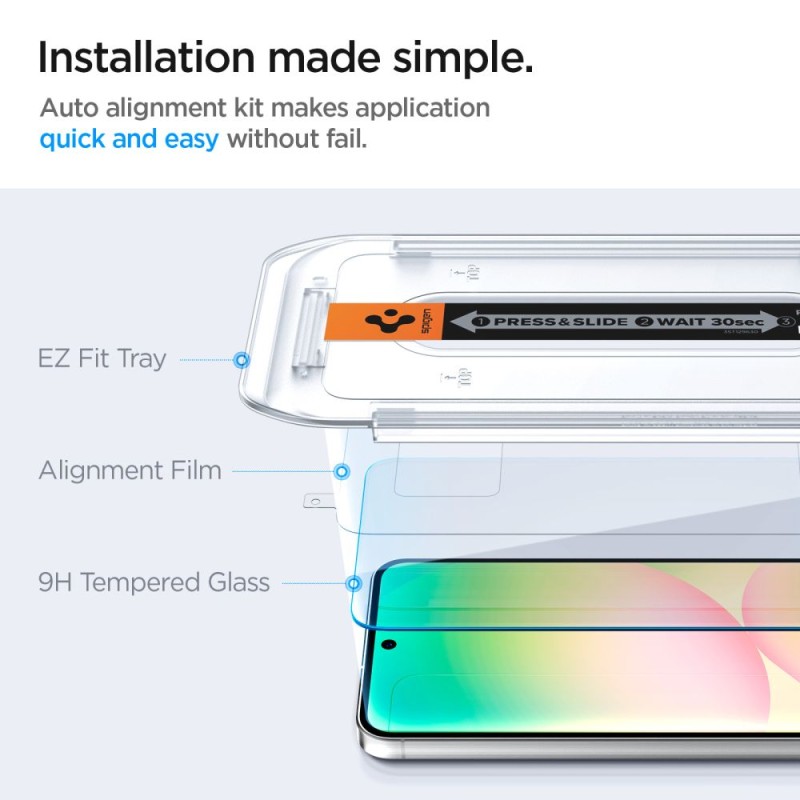 Spigen Glas.TR „EZ Fit” закалено стъкло 2 бр. за Samsung Galaxy A56 5G / S24 FE CLEAR - 8809971235549-AGL08729