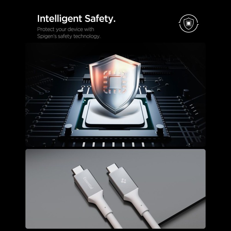 SPIGEN EB10020CC Essential Type-C кабел 100W 200 см бял - SPIGEN EB10020CC Essential Type-C кабел 100W 200 см бял - 8809971236003-ACA08775