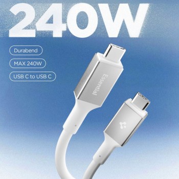 SPIGEN EB24012CC Essential USB-C кабел 240W 120см бял