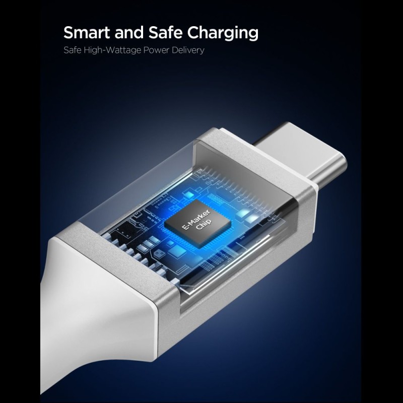 SPIGEN EB24012CC Essential USB-C кабел 240W 120см бял - SPIGEN EB24012CC Essential USB-C кабел 240W 120см бял - 8809971236010-ACA08776
