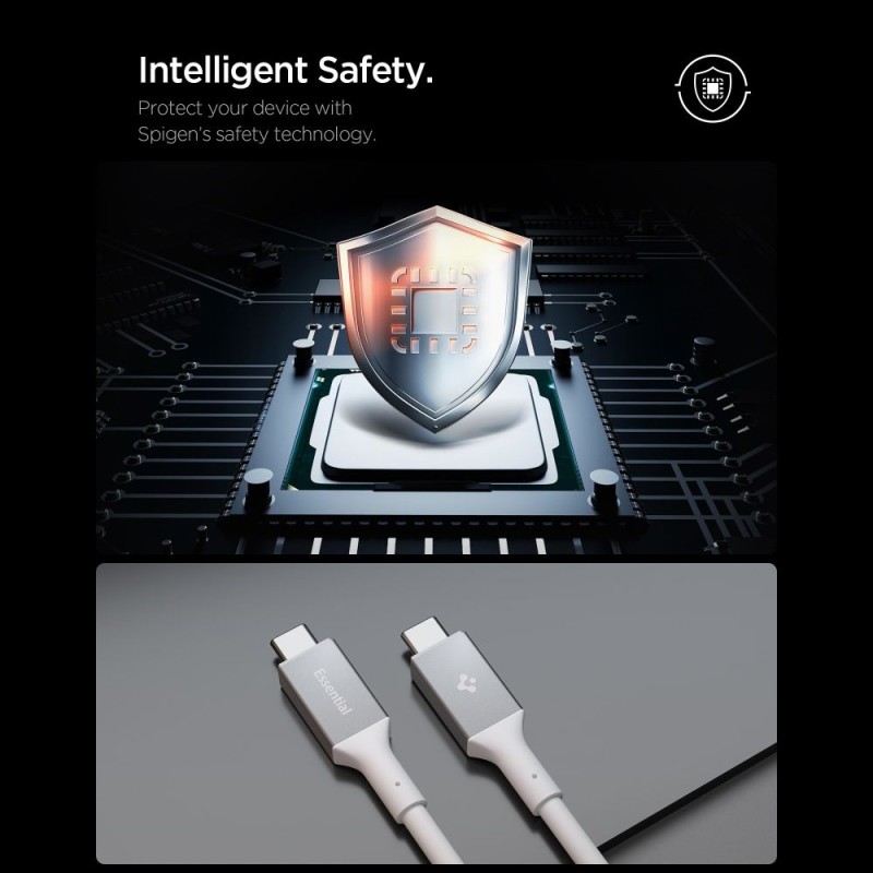 SPIGEN EB24012CC Essential USB-C кабел 240W 120см бял - SPIGEN EB24012CC Essential USB-C кабел 240W 120см бял - 8809971236010-ACA08776