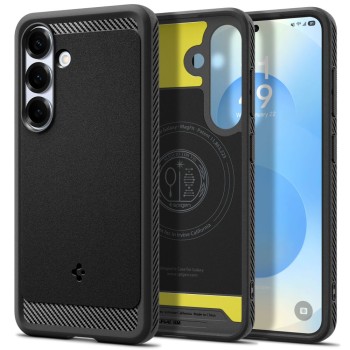 SPIGEN Rugged Armor MagSafe кейс за Galaxy S25, матово черно (ACS08998)