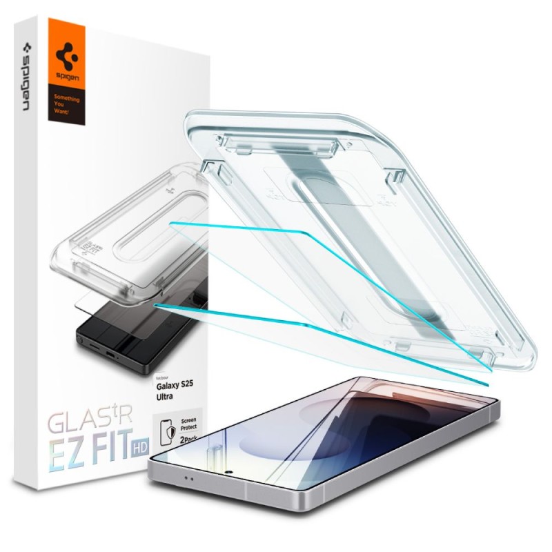 Spigen Glas.TR „EZ Fit” HD закалено стъкло 2-пак за Galaxy S25 Ultra (Ultra Clear) - 8809971239134-AGL09082