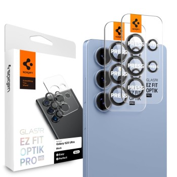Spigen Optik Pro „Ez Fit” протектор за камера от стъкло (2 бр.) за Galaxy S25 Ultra Black