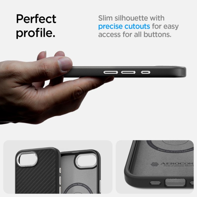SPIGEN ENZO ARAMID MAG MAGSAFE за iPhone 16e / 17e (Matte Black) - 8809971239837-ACS09153