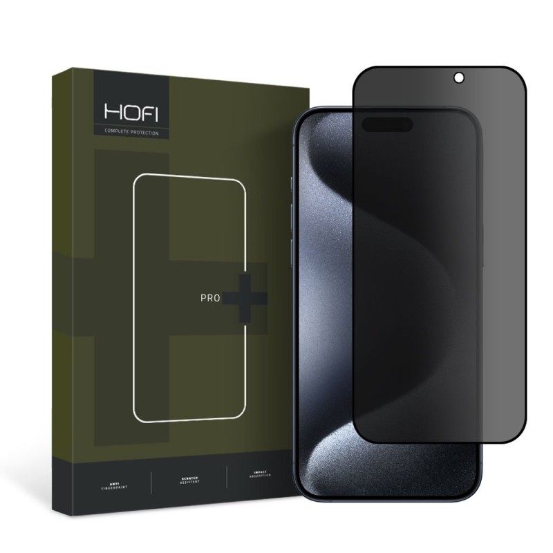 Hofi Anti Spy Glass Pro+ Privacy стъкло за iPhone 15 Pro Max (anti-spy) - Hofi Anti Spy Glass Pro+ Privacy стъкло за iPhone 15 Pro Max (anti-spy) - 9319456604672