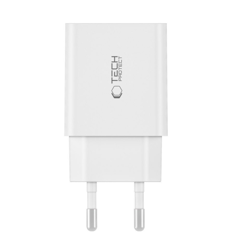 TECH-PROTECT C35W двупортово мрежово зарядно PD 35W + USB-C кабел 100 см (бяло) - TECH-PROTECT C35W двупортово мрежово зарядно PD 35W + USB-C кабел 100 см (бяло) - 9319456605570
