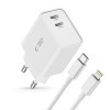 Tech-Protect C35W двупортово мрежово зарядно PD 35W + кабел Lightning (бял) - Tech-Protect C35W двупортово мрежово зарядно PD 35W + кабел Lightning (бял) - 9319456605587