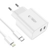 Tech-Protect C35W двупортово мрежово зарядно PD 35W + кабел Lightning (бял) - Tech-Protect C35W двупортово мрежово зарядно PD 35W + кабел Lightning (бял) - 9319456605587