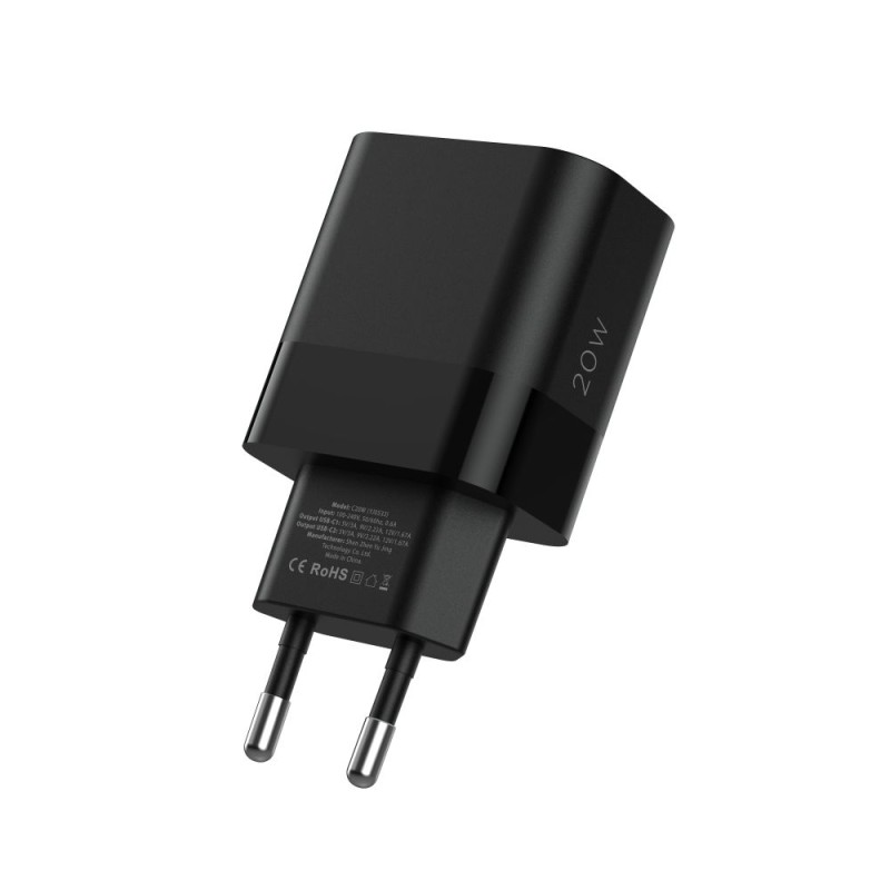 TECH-PROTECT C20W двупортово мрежово зарядно PD 20W, черно - TECH-PROTECT C20W двупортово мрежово зарядно PD 20W, черно - 9319456607284