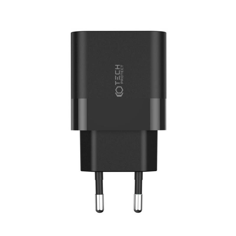 TECH-PROTECT C20W двупортово мрежово зарядно PD 20W, черно - TECH-PROTECT C20W двупортово мрежово зарядно PD 20W, черно - 9319456607284