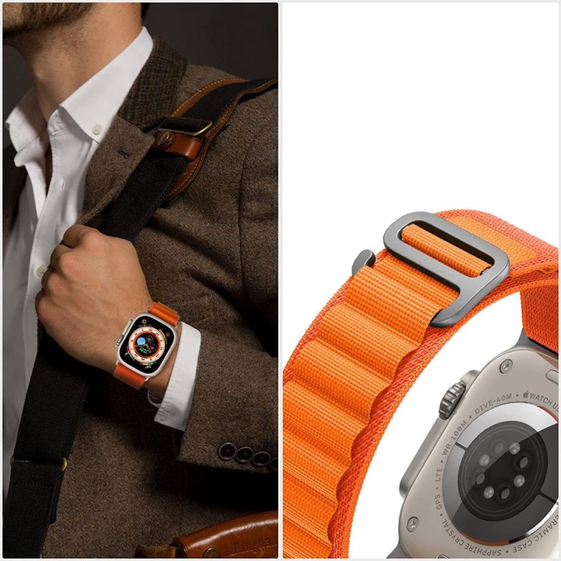 Tech-Protect Nylon Pro каишка за Apple Watch 8 / 9 / 10 / 11 / SE / Ultra (44 / 45 / 46 / 49 мм) оранжева - Tech-Protect Nylon Pro каишка за Apple Watch 8 / 9 / 10 / 11 / SE / Ultra (44 / 45 / 46 / 49 мм) оранжева - 9490713928356