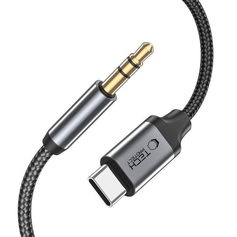 Tech-Protect UltraBoost кабел Type-C към AUX mini jack 3.5 мм, 100 см, черен - Tech-Protect UltraBoost кабел Type-C към AUX mini jack 3.5 мм, 100 см, черен - 9490713929070
