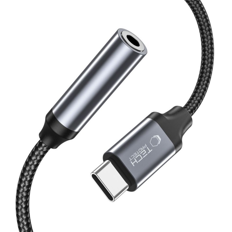 Tech-Protect UltraBoost адаптер USB Type-C към mini jack 3.5 мм (черен) - Tech-Protect UltraBoost адаптер USB Type-C към mini jack 3.5 мм (черен) - 9490713929667