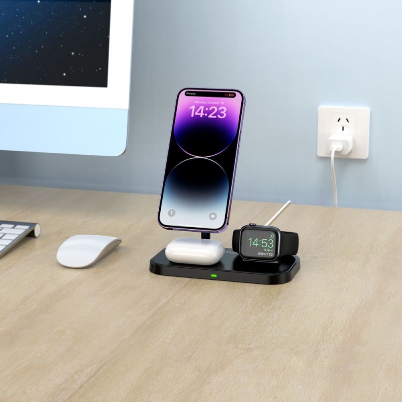 TECH-PROTECT QI15W-A22 3в1 магнитно MagSafe безжично зарядно (черно) - TECH-PROTECT QI15W-A22 3в1 магнитно MagSafe безжично зарядно (черно) - 9490713930960